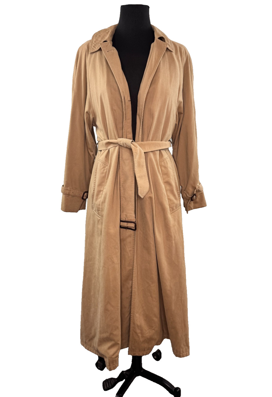 VINTAGE Aquascutum Long Trench Coat 2way Beige Tan Wool Authentic ENGLAND